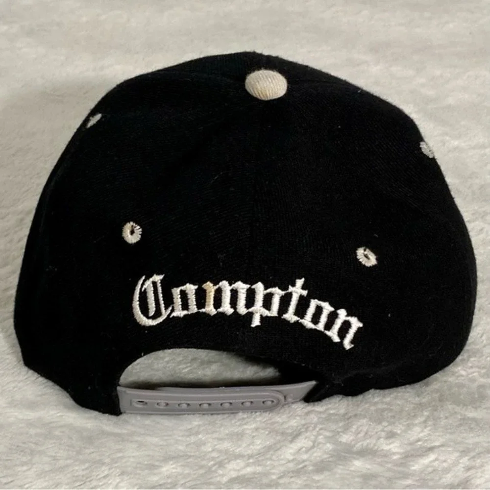 Compton Black Snapback Hat Cap Gray Bill by Bullbot